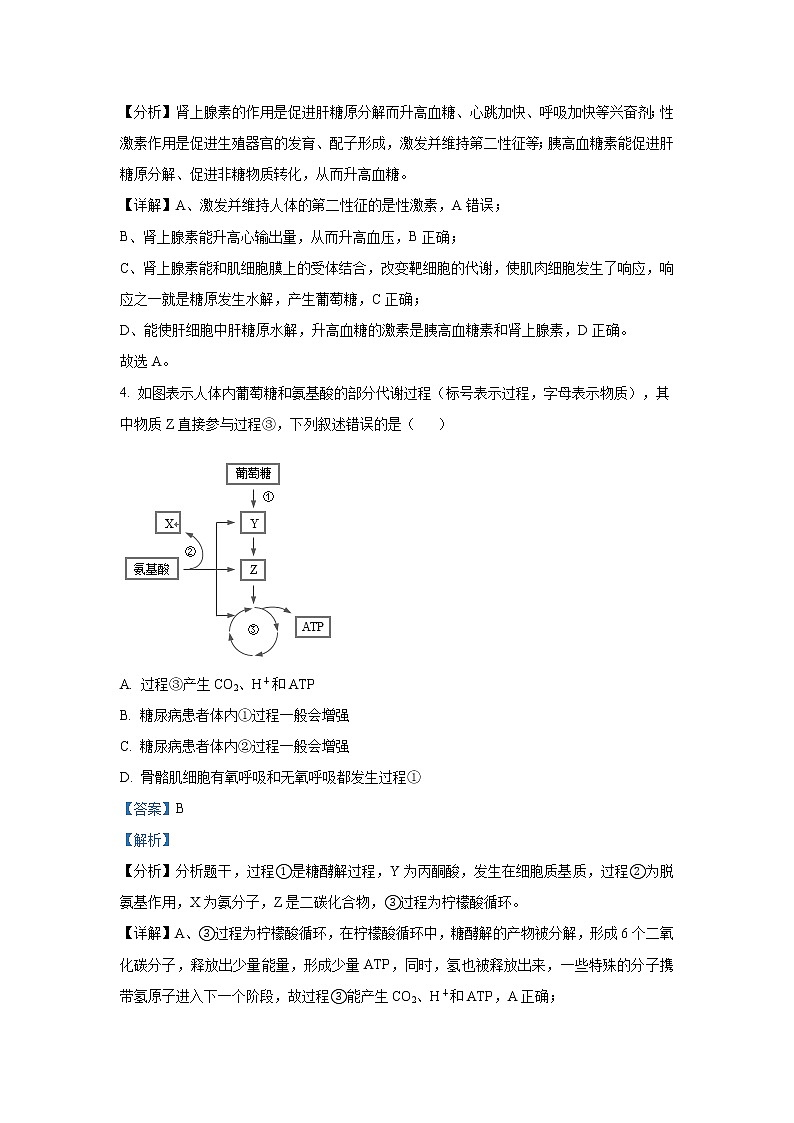 上海市杨浦区2022届高三上学期一模试题（12月）生物含解析03