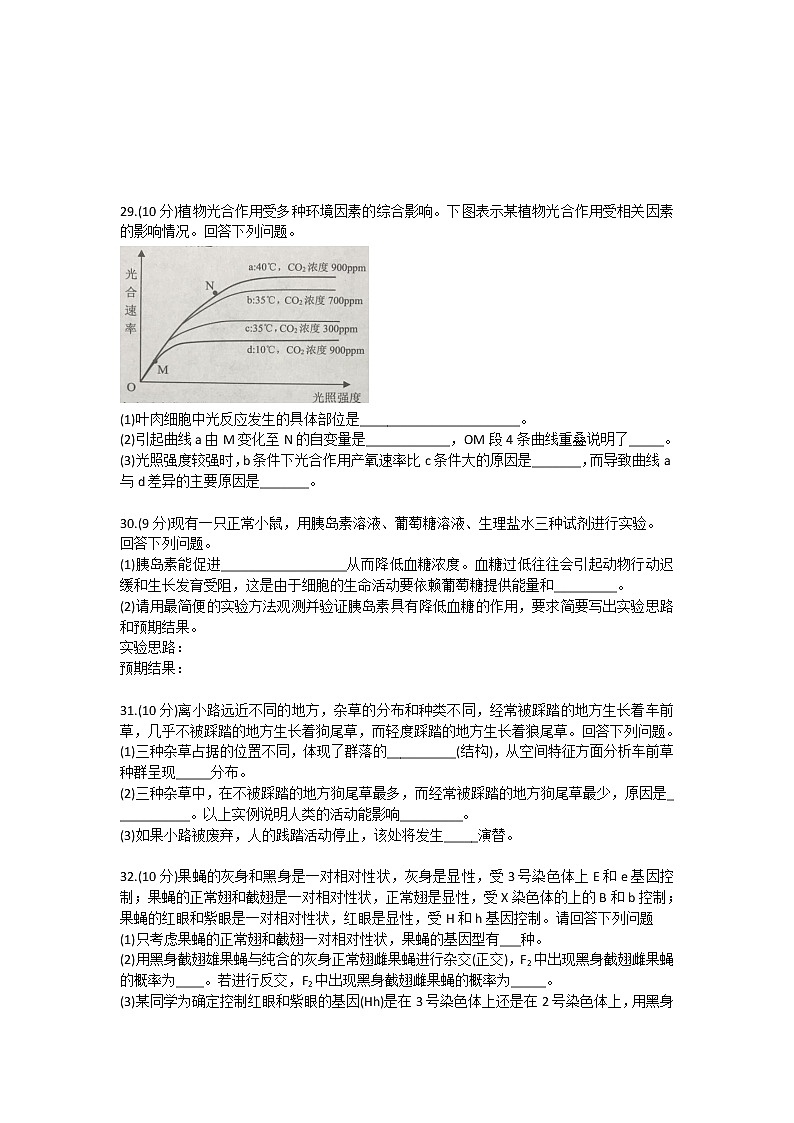 2020年广东省深圳市高三一模理综生物试题（含答案解析）02