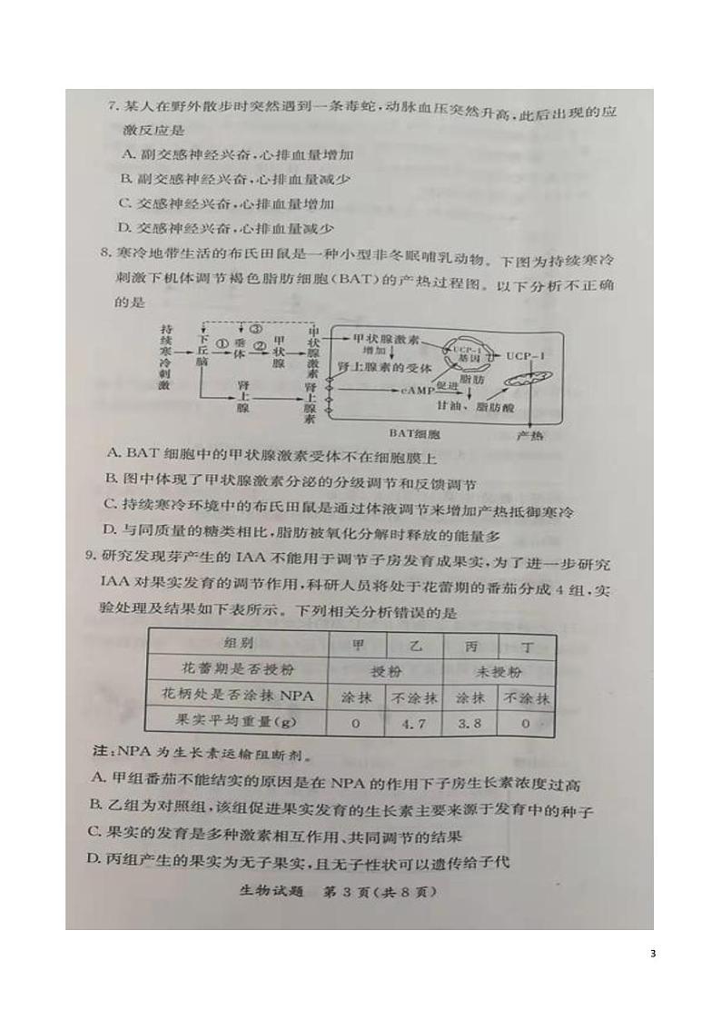 2021-2022学年湖南省名校联考联合体高二上学期元月期末考试 生物 PDF版练习题03