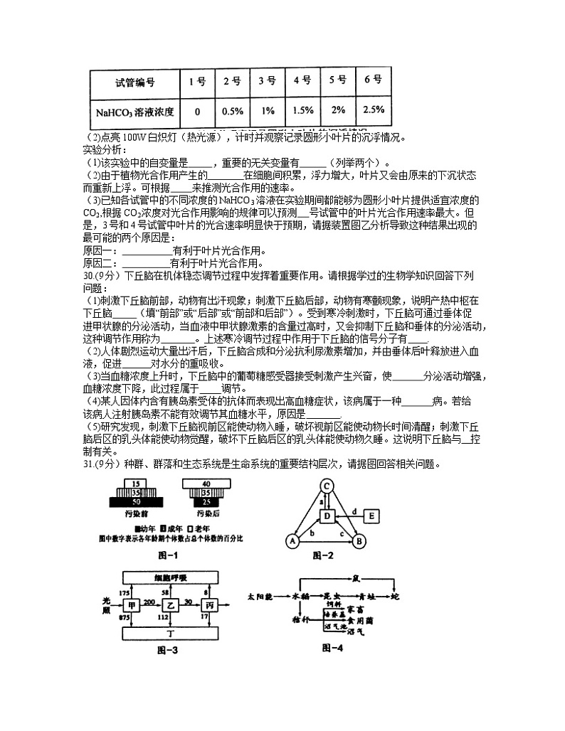 安徽省池州市2021届高三下学期4月普通高中教学质量统一监测（一模）生物试题 Word版含答案03