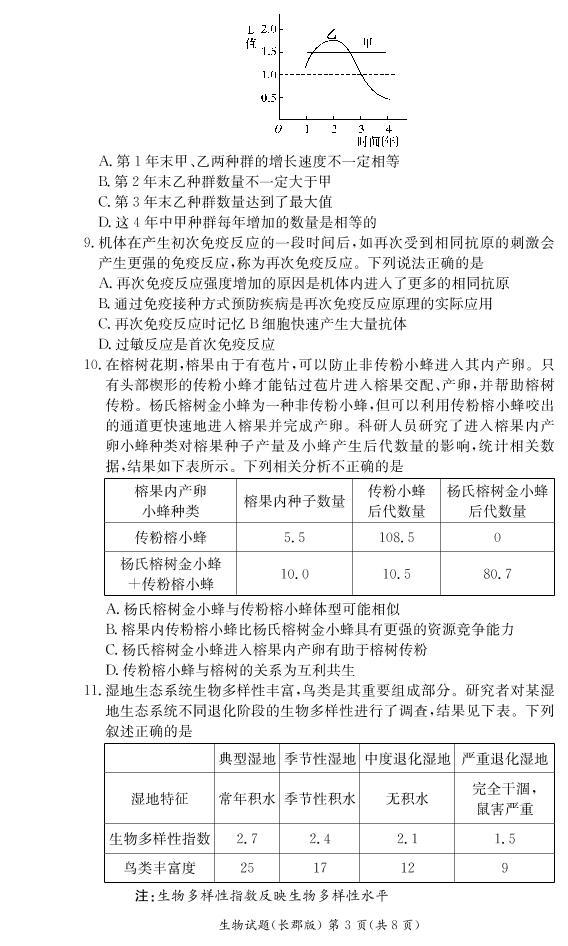 湖南省长沙市长郡中学2021-2022学年高二上学期期末考试生物试卷（PDF版）03