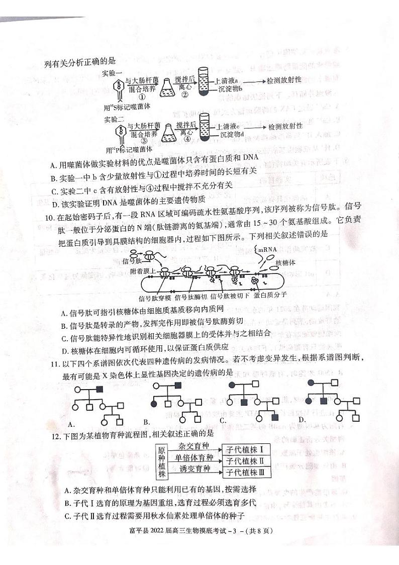 2022届陕西省渭南市富平县一模生物试题（图片版有答案）03