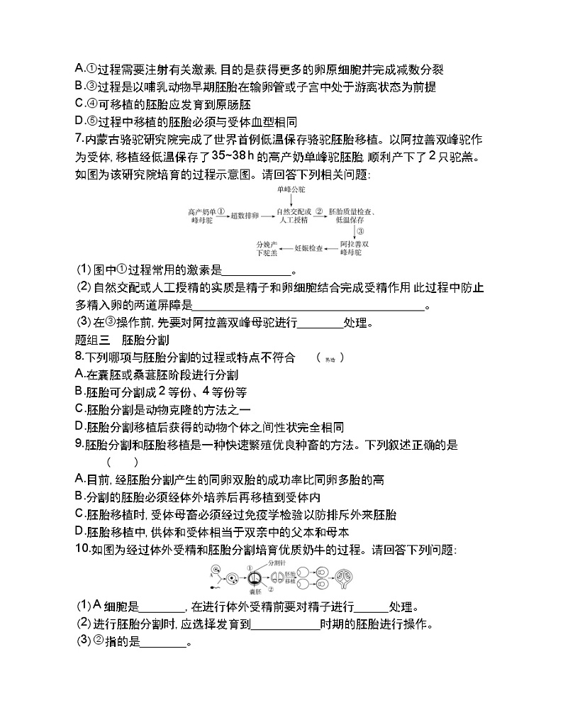 第2课时　胚胎工程技术及其应用-2022版生物选择性必修3人教版（2019） 同步练习 （Word含解析）第2页