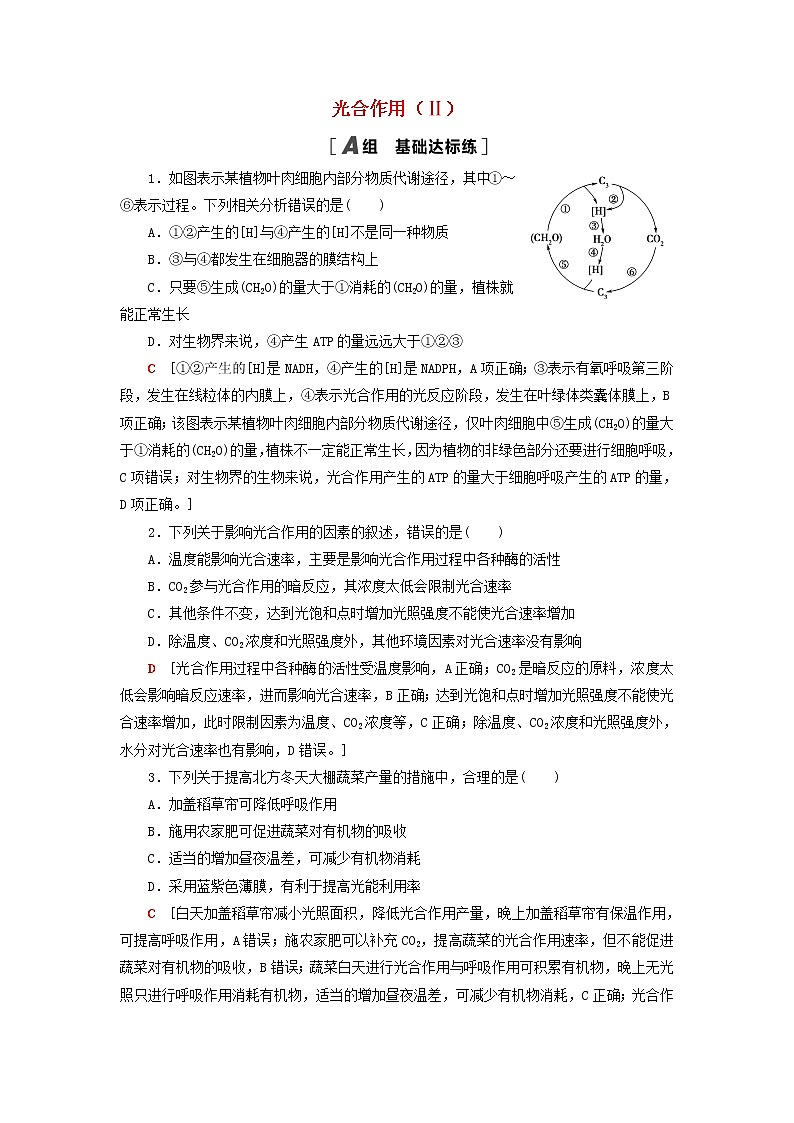 高考生物一轮复习课后集训11光合作用Ⅱ含解析 试卷01