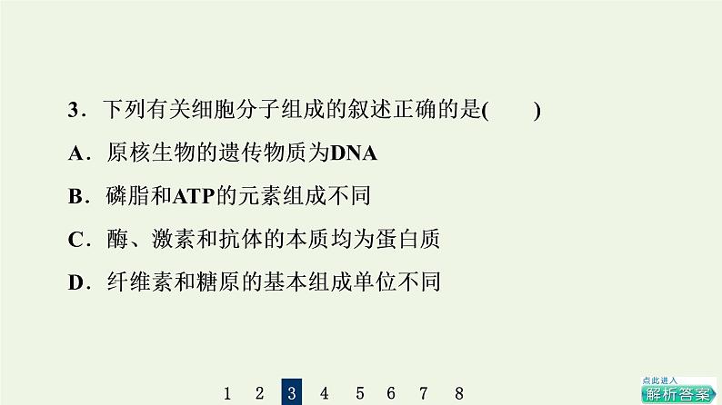 高考生物一轮复习课后集训4核酸糖类和脂质课件07