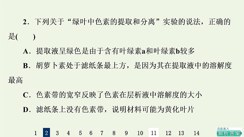 高考生物一轮复习课后集训10光合作用Ⅰ课件第4页