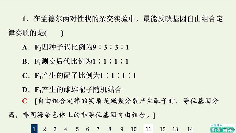 高考生物一轮复习课后集训16孟德尔的豌豆杂交实验二课件第3页