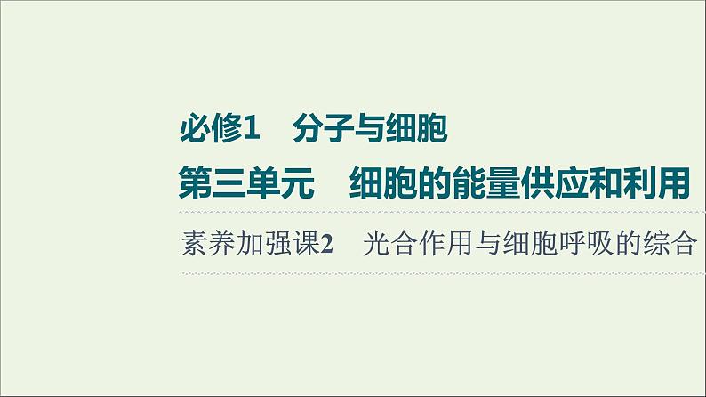 高考生物一轮复习第3单元细胞的能量供应和利用素养加强课2光合作用与细胞呼吸的综合课件01