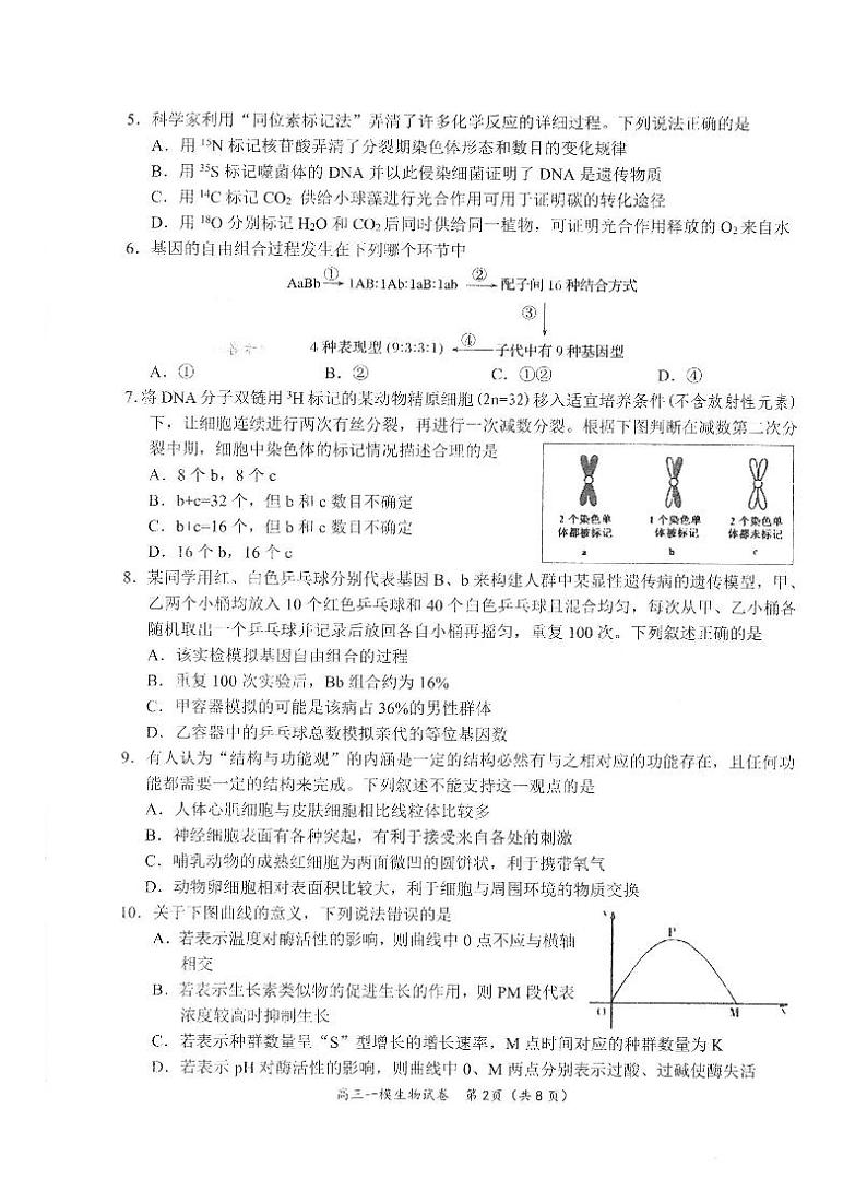 湖南省岳阳市2021-2022学年高三上学期质量监测（一模）生物试题含答案第2页