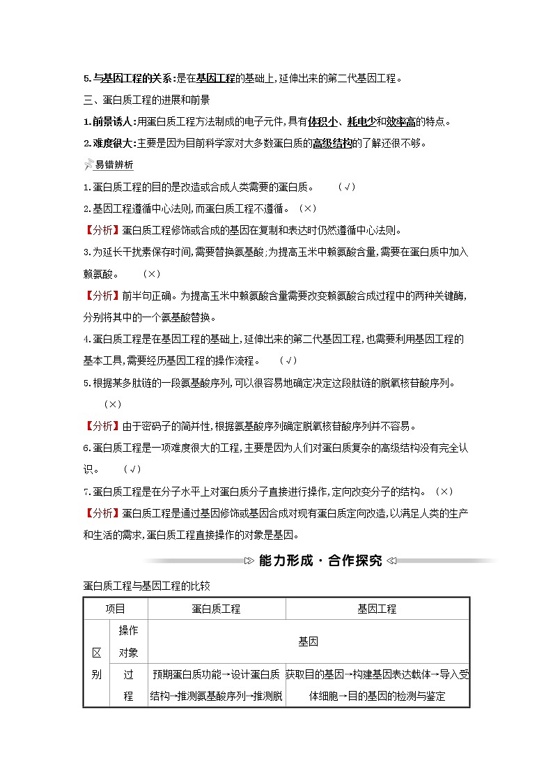 高中生物专题1基因工程4蛋白质工程的崛起学案新人教版选修302