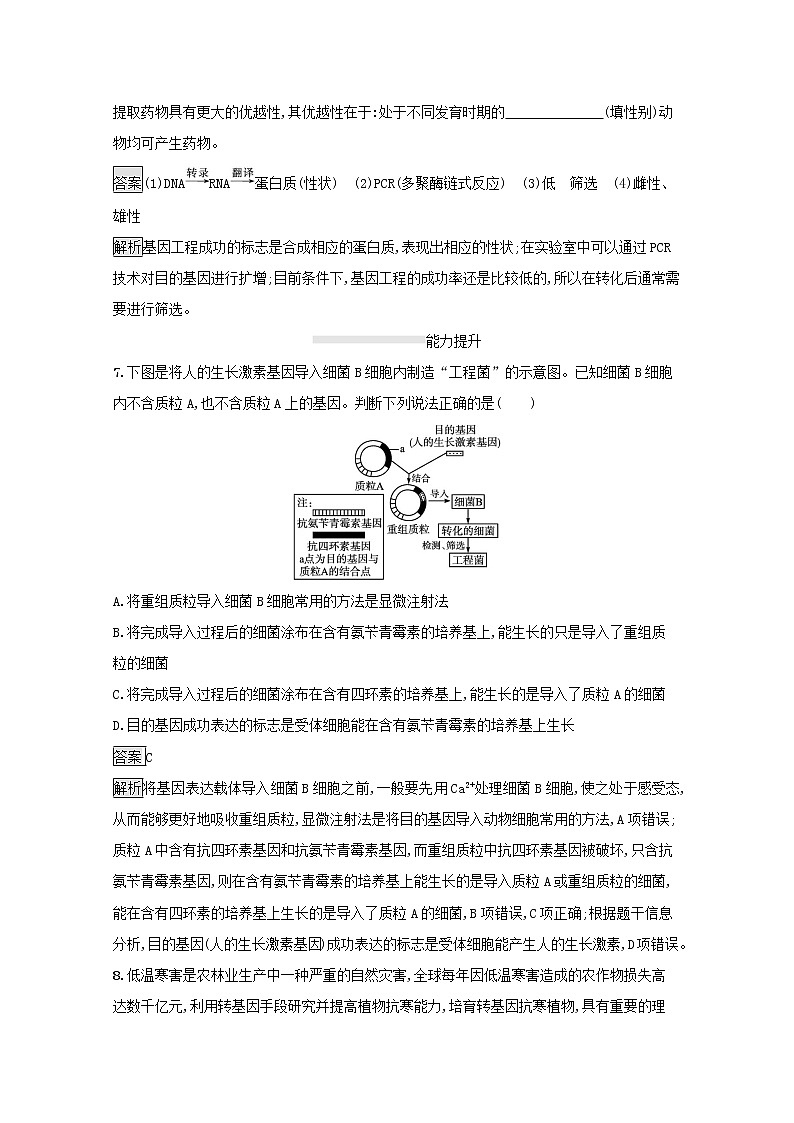 高中生物专题1基因工程3基因工程的应用课后练习含解析新人教版选修3第3页