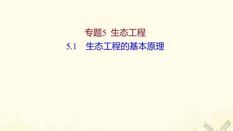 高中生物专题5生态工程1生态工程的基本原理课件新人教版选修3第1页