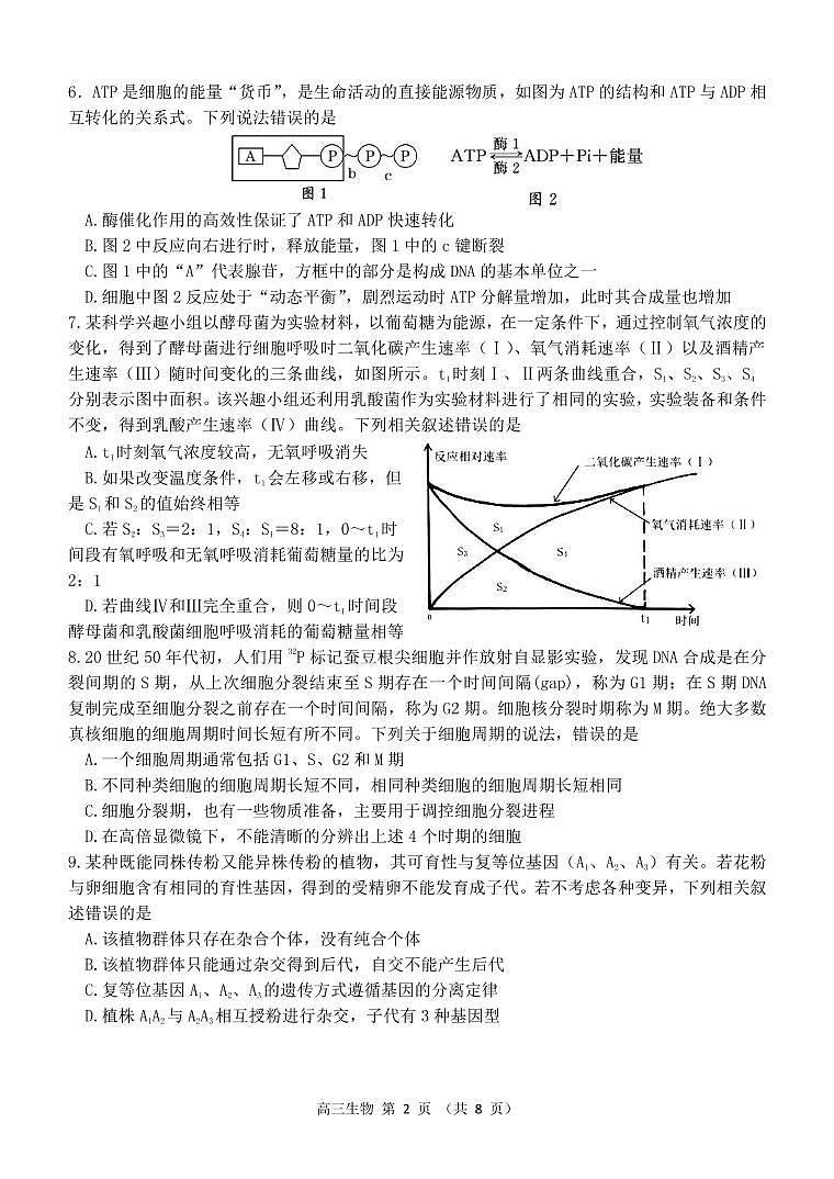 2022届山东省潍坊市高三上学期10月阶段性检测 生物 PDF版含答案02