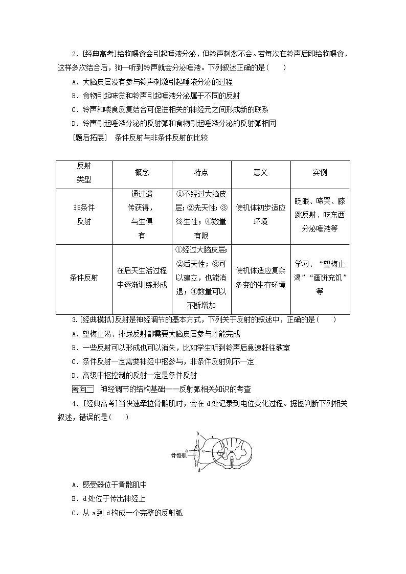 新教材高考生物一轮复习第一单元人和高等动物生命活动的调节2人和高等动物的神经调节学案选择性必修103