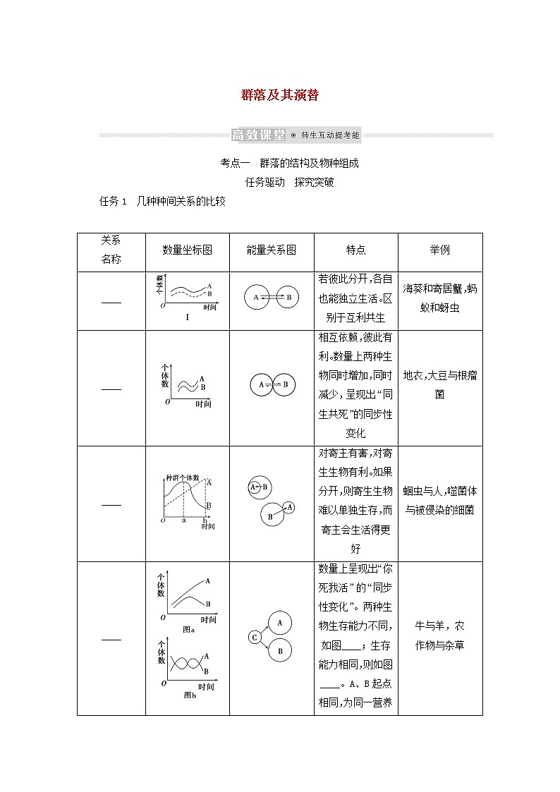 新教材高考生物一轮复习第一单元种群和群落2群落及其演替学案选择性必修201