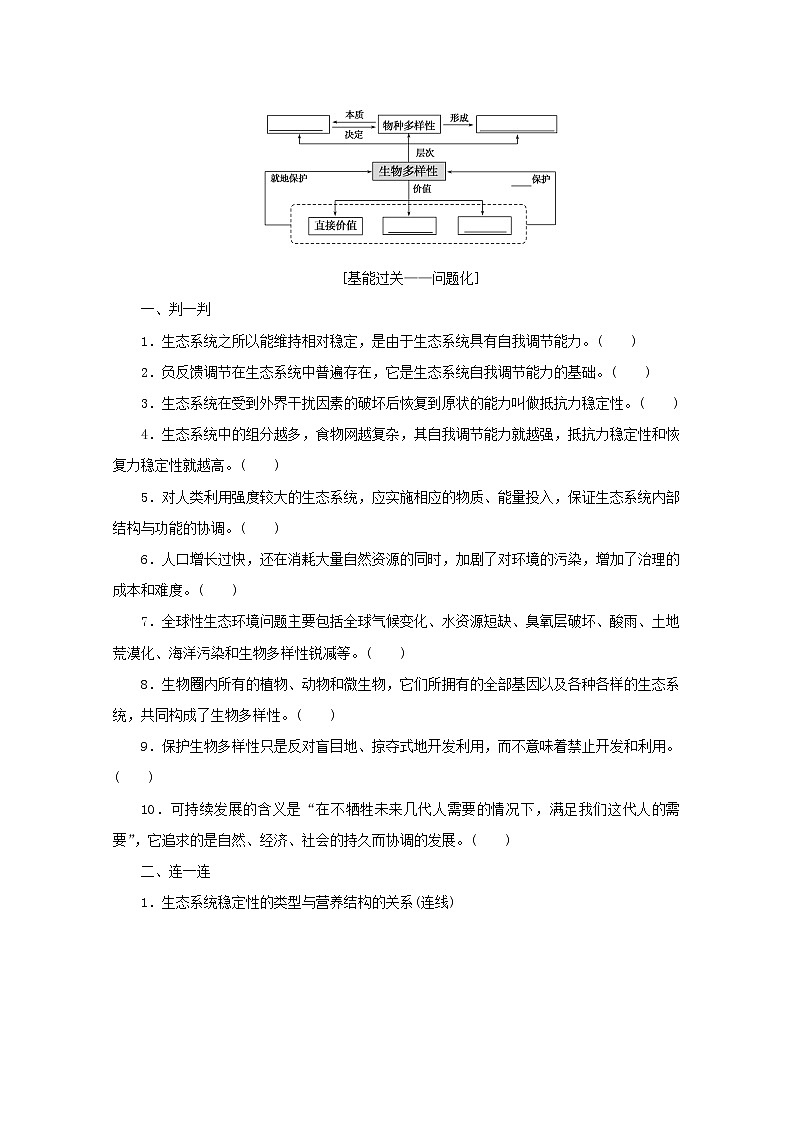 新教材高考生物一轮复习第二单元生态系统与环境保护3生态系统的稳定性和生态环境的保护课前学案选择性必修02