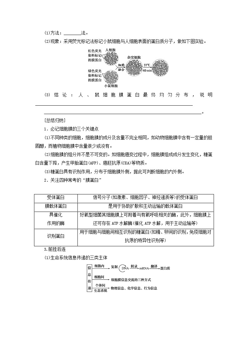 新教材高考生物一轮复习第二单元细胞的基本结构和物质运输功能1细胞膜与细胞核学案必修1第2页