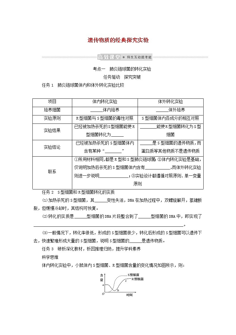 新教材高考生物一轮复习第二单元遗传的分子基础1遗传物质的经典探究实验学案必修2第1页