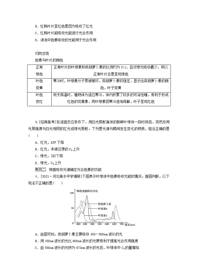新教材高考生物一轮复习第三单元细胞的能量供应和利用3能量之源__光与光合作用学案必修103