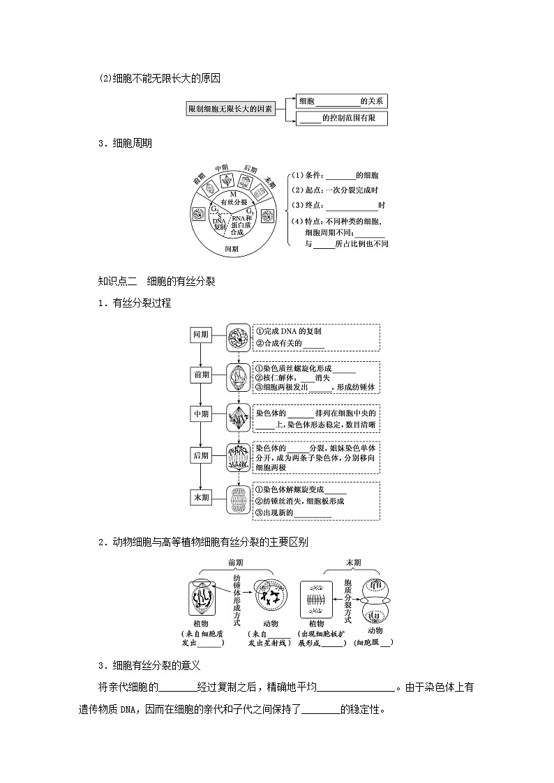 新教材高考生物一轮复习第四单元细胞的生命历程1细胞周期和细胞的有丝分裂课前学案必修1第2页