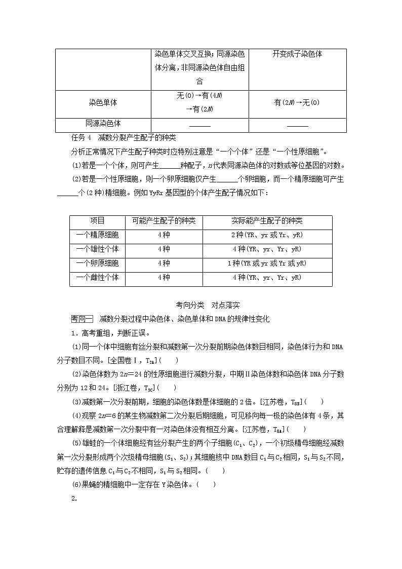 新教材高考生物一轮复习第四单元细胞的生命历程2减数分裂和受精作用学案必修1第3页