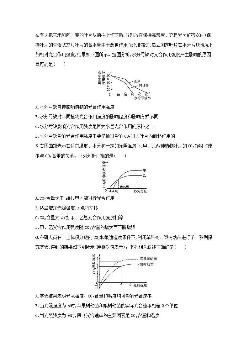新教材高考生物一轮复习考点规范练11影响光合作用强度的内外因素含解析新人教版第2页