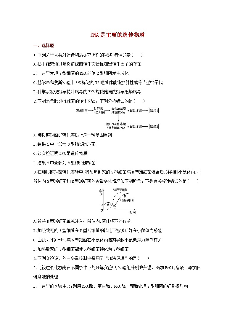 新教材高考生物一轮复习考点规范练18DNA是主要的遗传物质含解析新人教版第1页