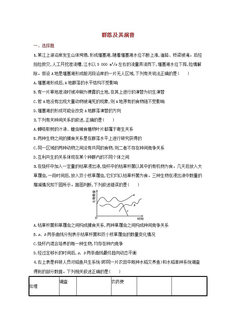 新教材高考生物一轮复习考点规范练30群落及其演替含解析新人教版第1页