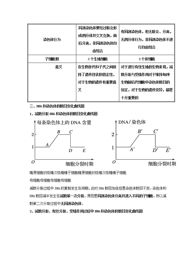 新教材高考生物一轮复习第四单元细胞的生命历程第12讲减数分裂和受精作用第2课时教案02