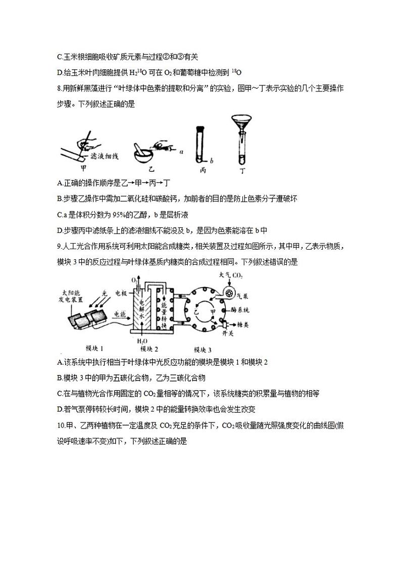 山西省吕梁市2021届高三上学期第一次模拟考试生物试题含答案03