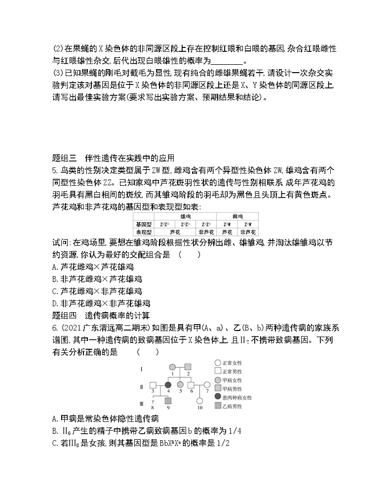 第3节伴性遗传-2022版生物必修2 人教版（新课标） 同步练习 （Word含解析）第2页
