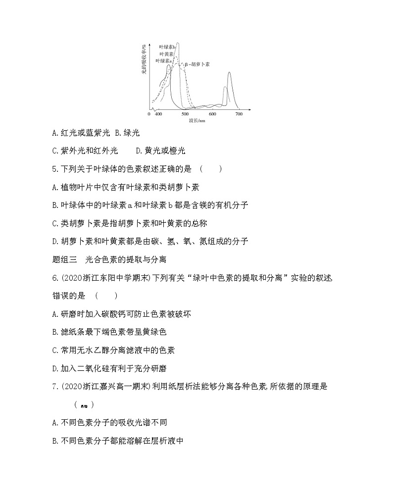 第五节　光合作用将光能转化为化学能-2022版生物必修第一册 浙科版（2019） 同步练习 （Word含解析）02