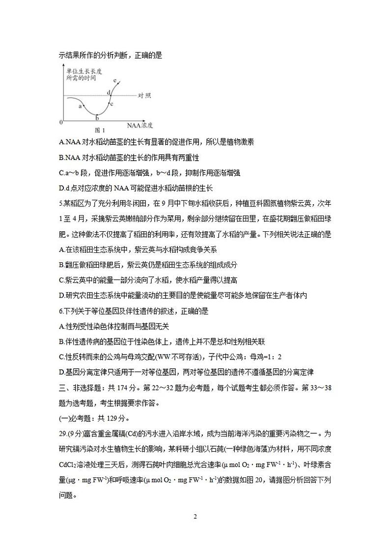 广西玉林市2022届高三上学期第一次统考（11月）生物试题含答案第2页