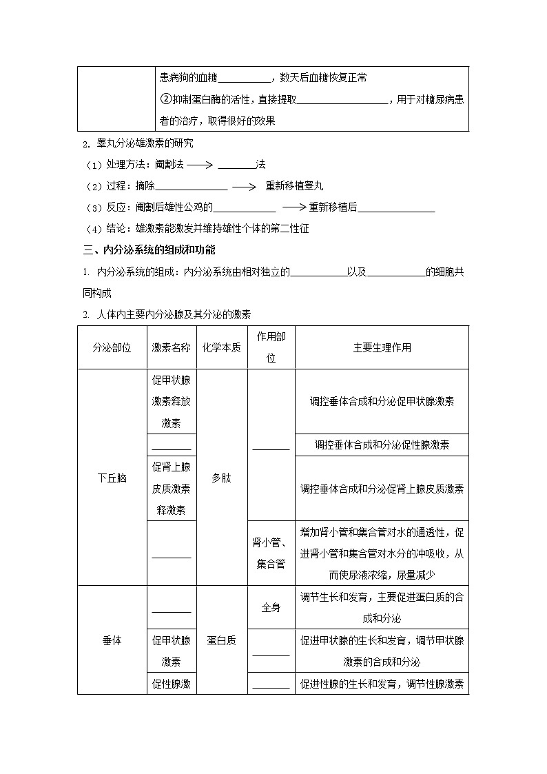 3.1激素与内分泌系统 学案【新教材】人教版（2019）高中生物选择性必修一第3页