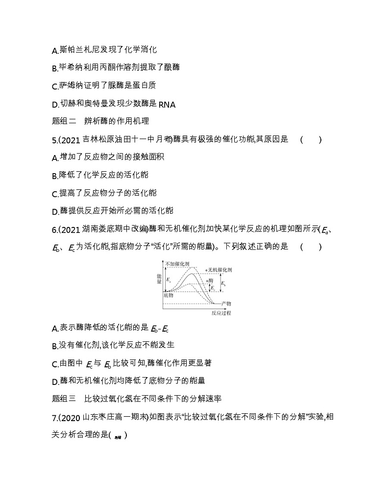 第1节　降低化学反应活化能的酶-2022版生物必修第一册人教版（2019） 同步练习 （Word含解析）第2页