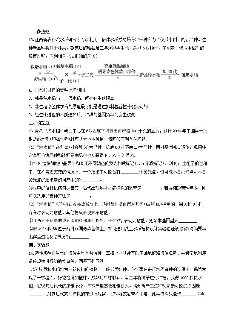 新教材高考生物一轮复习第七单元生物的变异育种和进化第22讲生物的育种能力提升B卷含解析第3页
