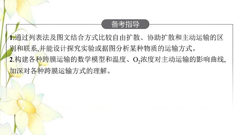 新教材高考生物一轮复习第二单元细胞的基本结构细胞的物质输入和输出第3讲细胞的物质输入和输出课件新人教版03