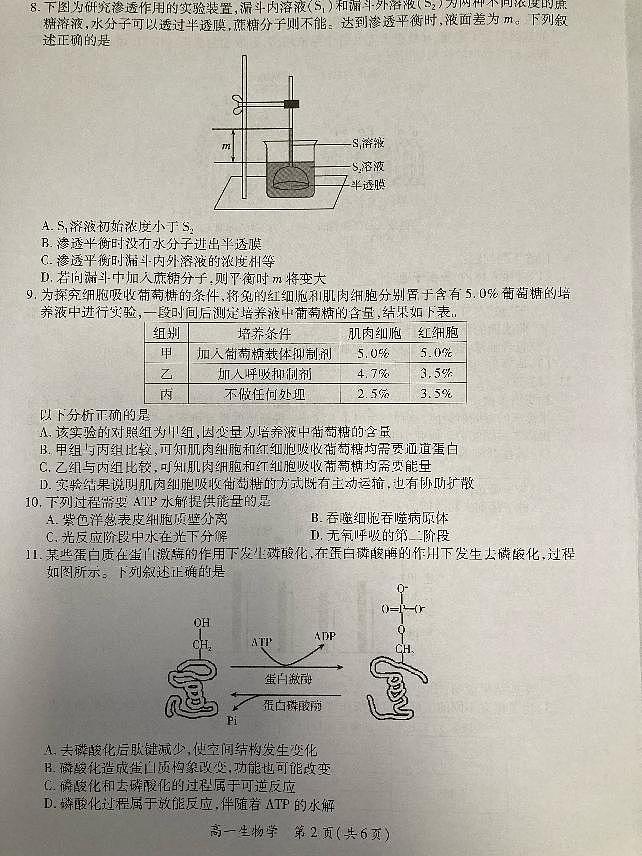 福建省厦门市2021-2022学年高一上学期期末考试生物PDF版含答案02