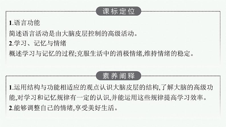 2021-2022学年高中生物新人教版选择性必修1 　人脑的高级功能（24张）  课件第3页