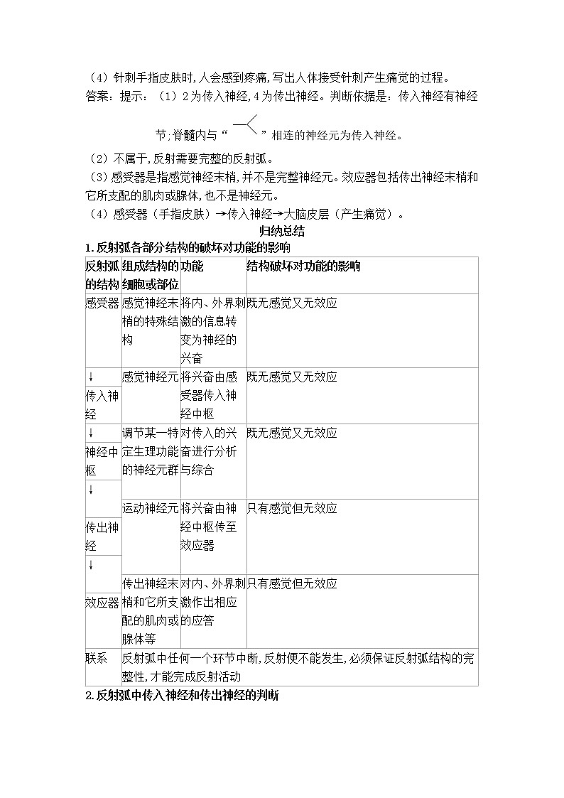 2021-2022学年新人教版生物选择性必修1 第2章 第2节 神经调节的基本方式 学案03