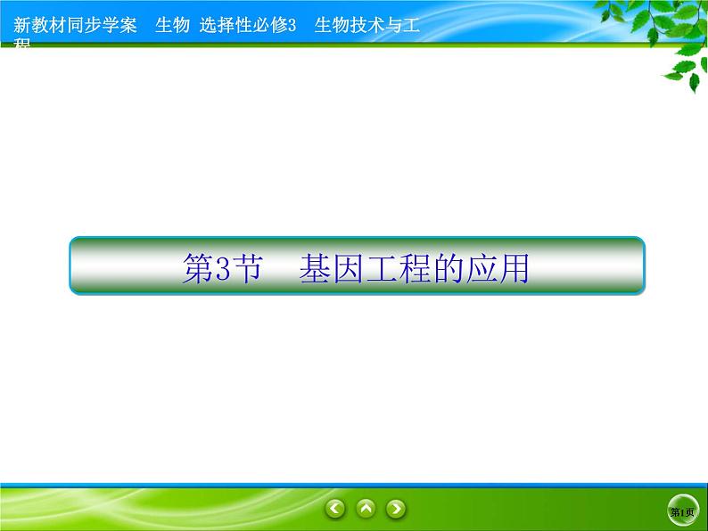 2021-2022学年高中生物新人教版选择性必修3 基因工程的应用 课件（89张）第1页