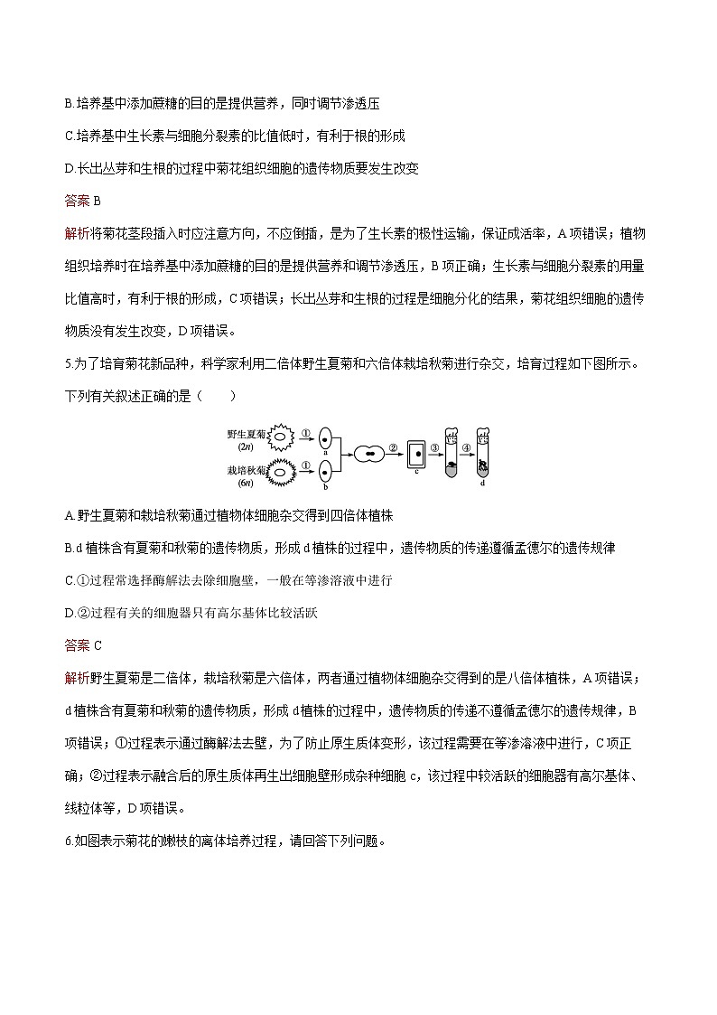 第2章 第1节 一 植物细胞工程的基本技术 练习  高中生物新人教版选择性必修3（2022年）03