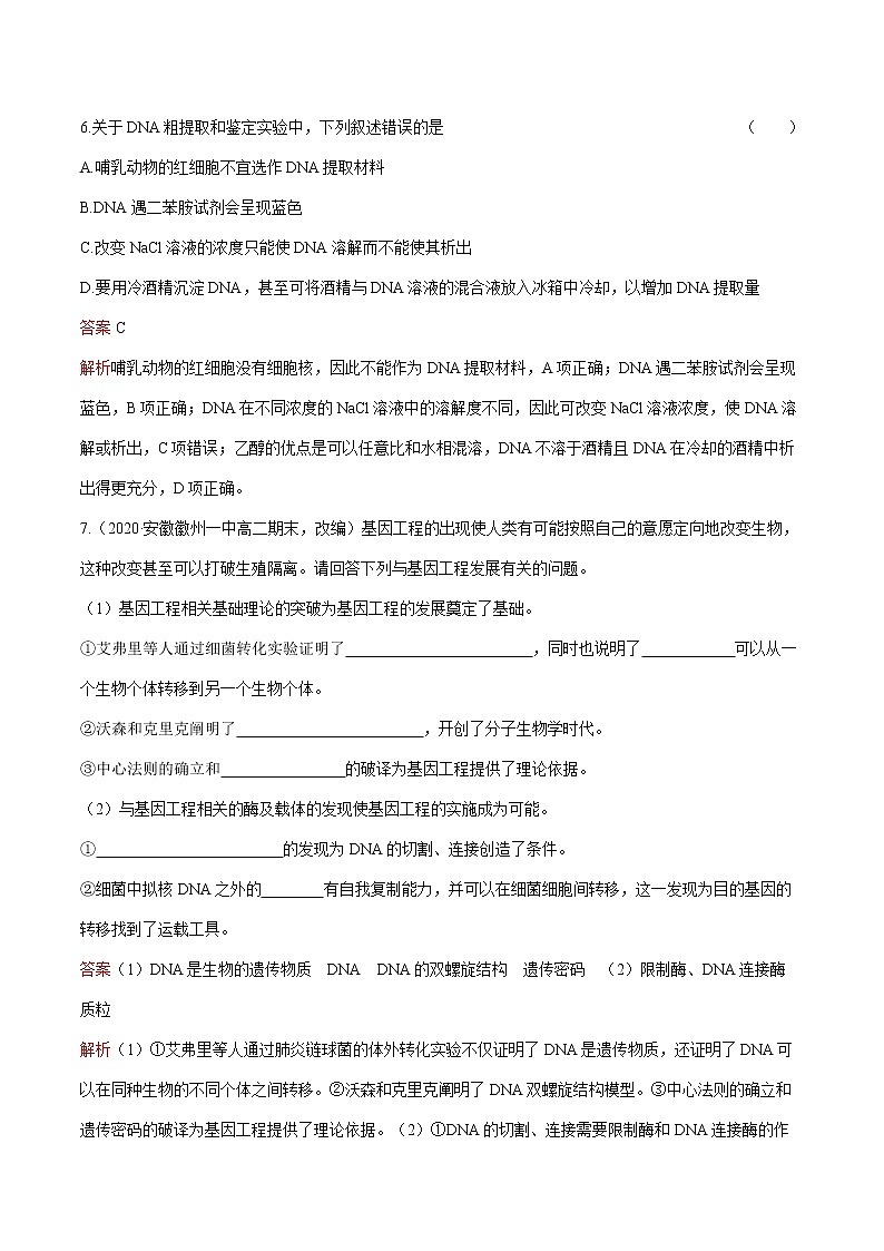 第3章 第1节 重组DNA技术的基本工具 练习  高中生物新人教版选择性必修3（2022年）第3页