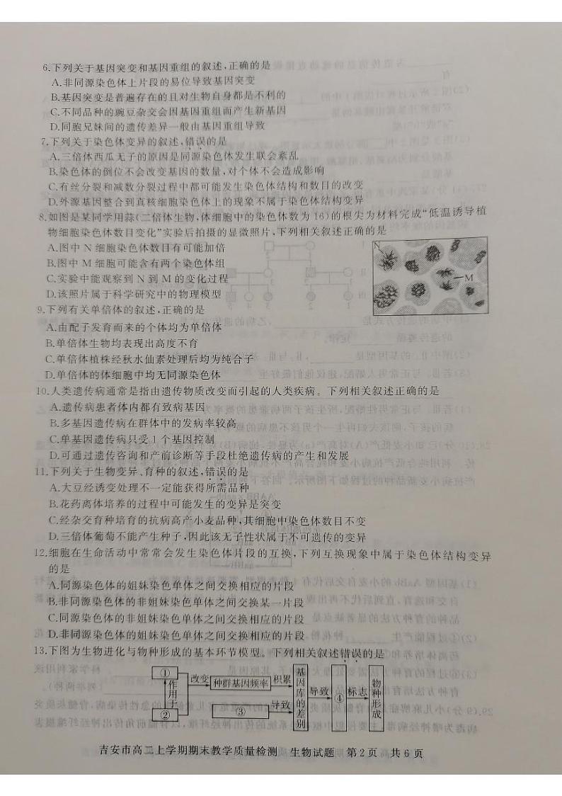江西省吉安市2021-2022学年高二上学期期末生物试题第2页