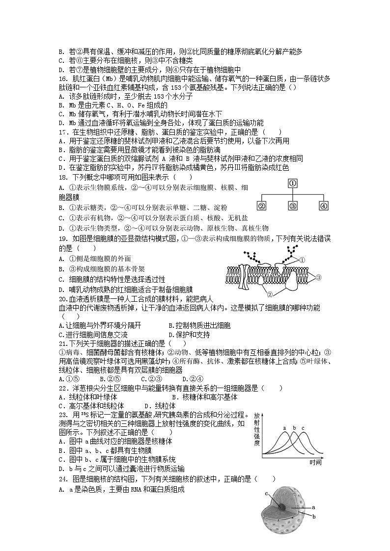 甘肃省张掖市2021-2022学年高一上学期期末学业水平质量检测生物含答案03