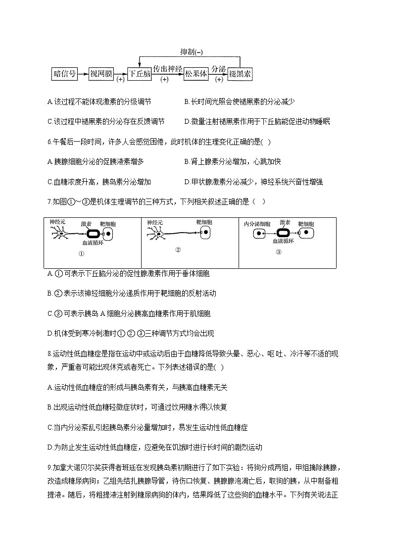 第3章 体液调节 单元检测题 【新教材】人教版（2019）高中生物选择性必修一02