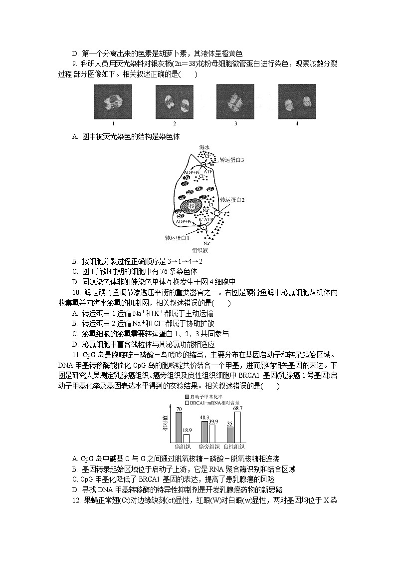 江苏省南通、徐州、宿迁、淮安、泰州、镇江六市2021届高三下学期第一次模拟考试生物试题含答案03