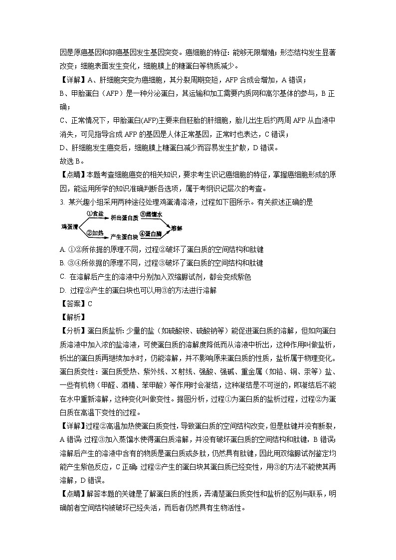 2022届重庆市八中高三上学期期中生物试题含解析02