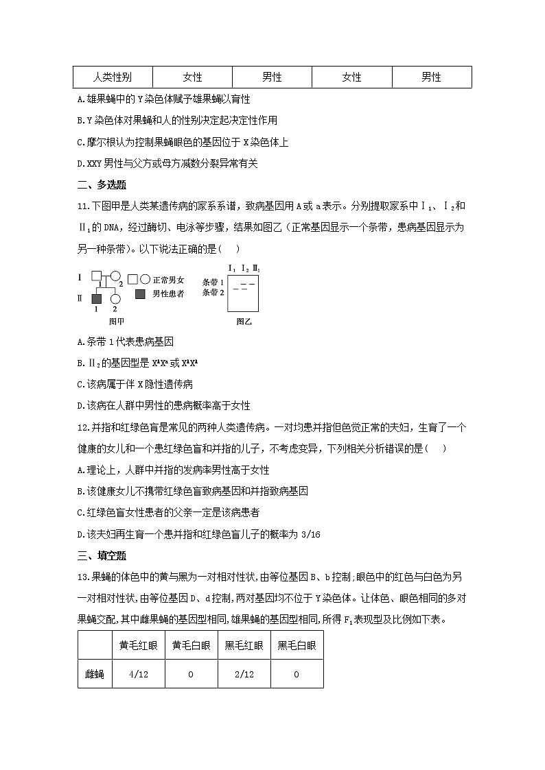 高中生物暑假作业05伴性遗传基础训练含解析第3页
