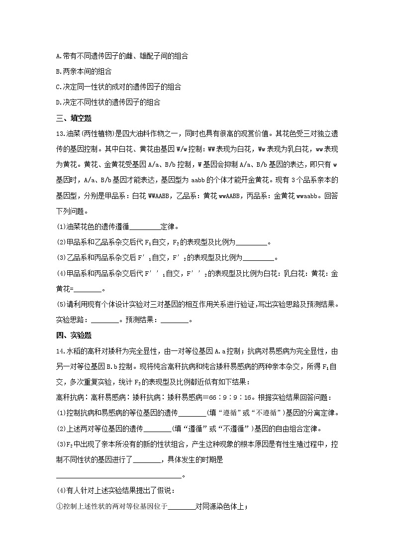 高中生物暑假作业02孟德尔的豌豆杂交实验二基础训练含解析第3页